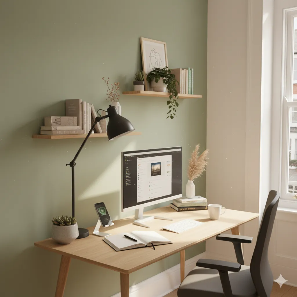 Well-planned small bedroom with space-saving solutions